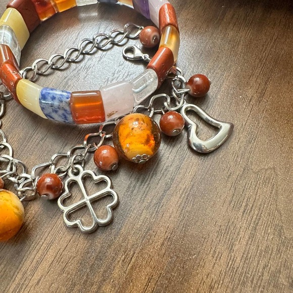 Carnelian Red Jasper Crystal Stone Bracelet Set - Picture 6 of 6